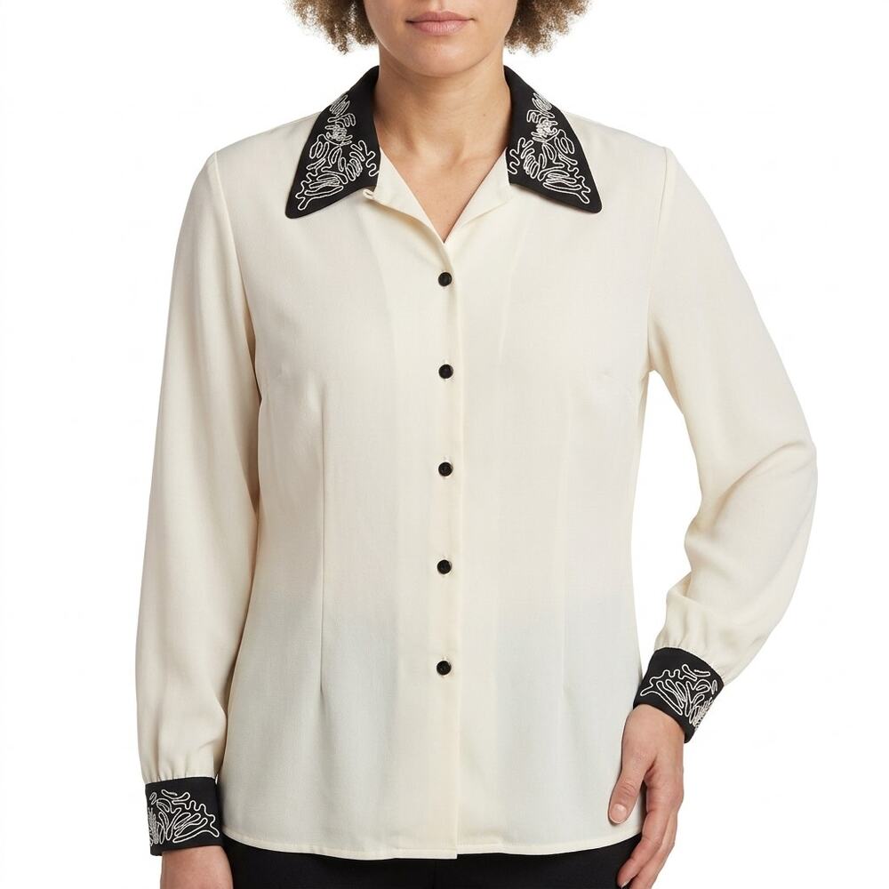 TESS White Lightweight Button-Up Shirt Women Size 14